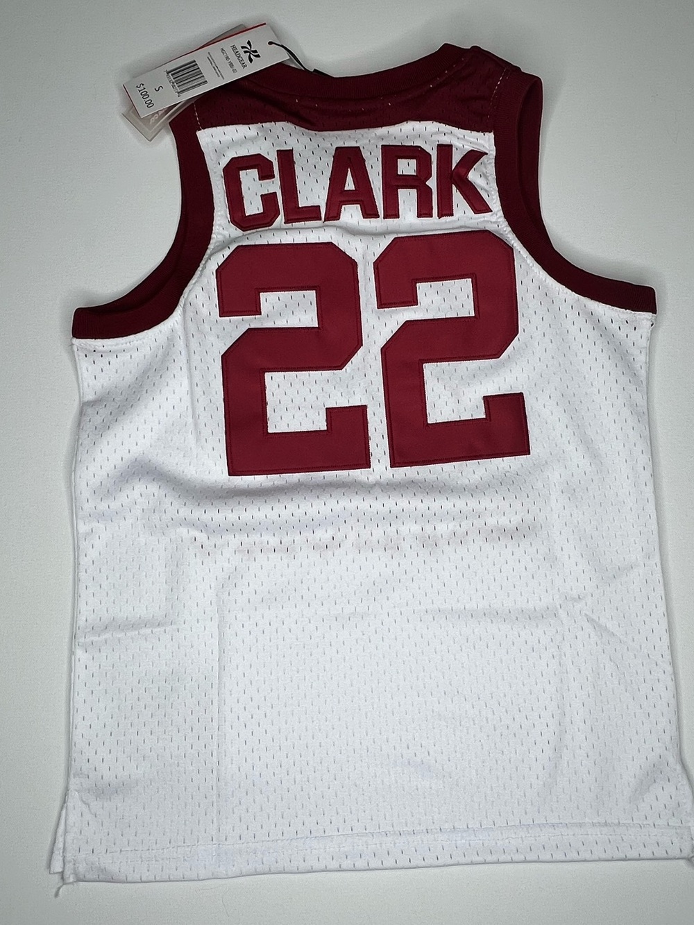 Kids Small White & Maroon 'Caitlyn Clark 22' Basketball Jersey